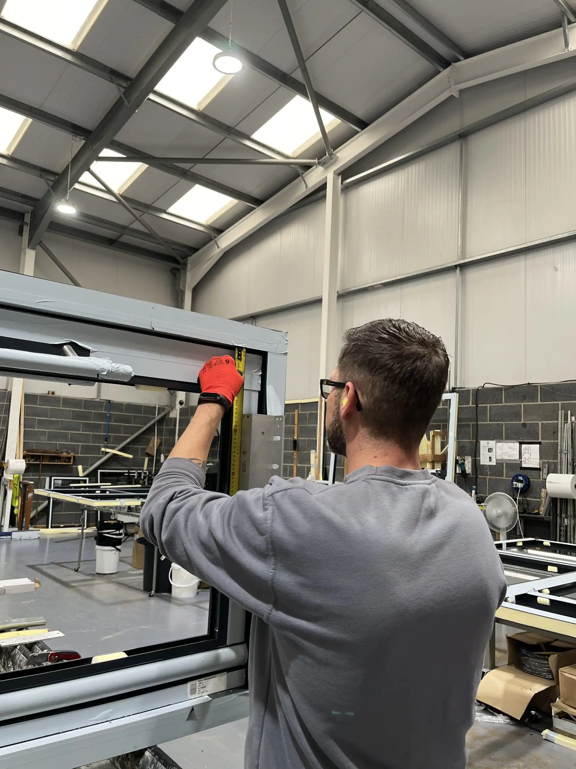 A window being manufactured in the Tradglaze factory.