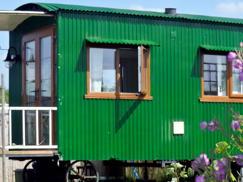 timber style windows monkey tail handle shepherds hut